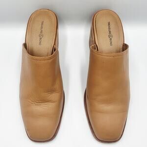 Treasure & Bond Perrla Mule Camel Brown Leather Chunky Stacked Heel Women's 8.5M